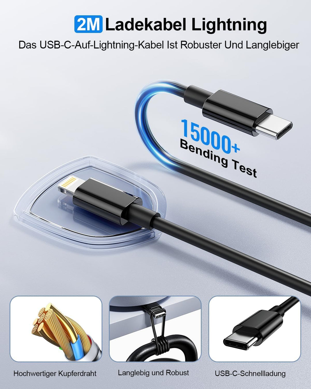 iPhone Ladekabel,2er Pack 25W USB C Ladegerät [MFi Zertifiziert] Für Apple Schnellladegerät mit USB