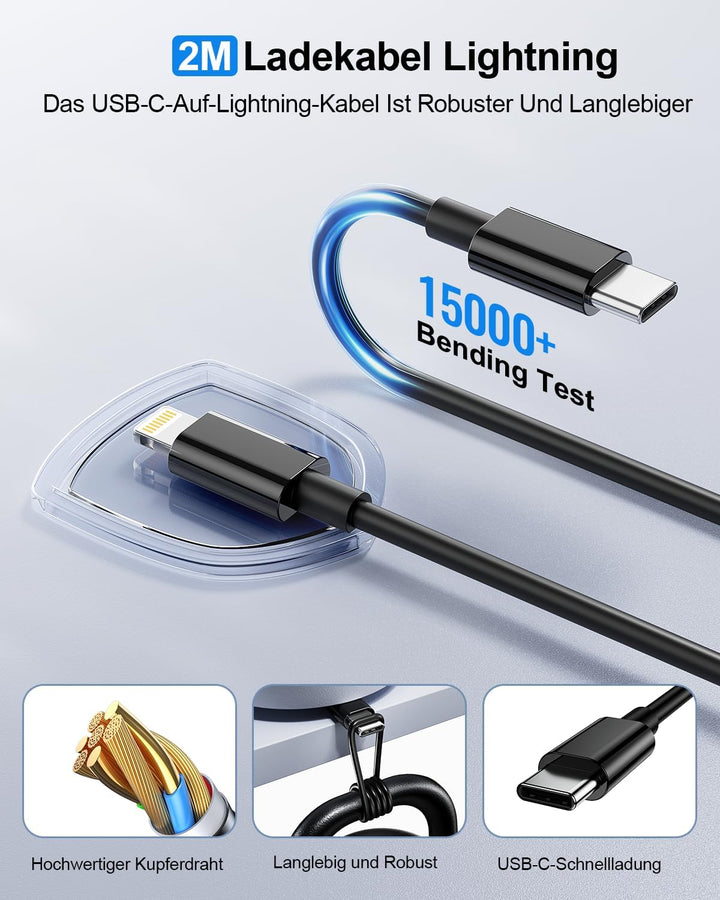 iPhone Ladekabel,2er Pack 25W USB C Ladegerät [MFi Zertifiziert] Für Apple Schnellladegerät mit USB