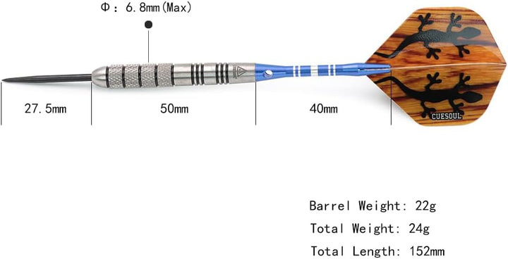 CUESOUL 30 Gramm Tungsten Steel Tip Darts Set 95% Tungsten 22 Grams, 22 Grams