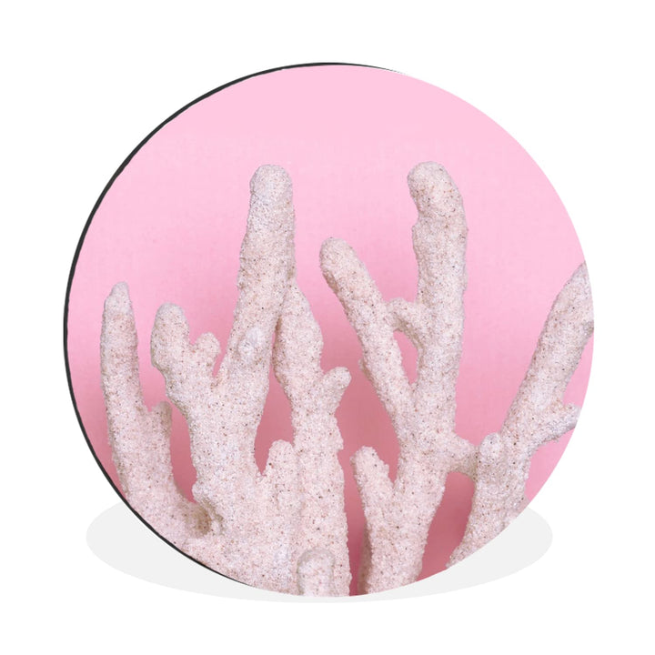 MuchoWow Wandbild Rund Wanddeko Deko Wohnzimmer Bilder 60x60 cm Koralle - Rosa - Sommer, 60x60 cm