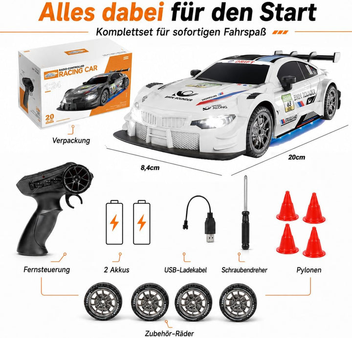 Ferngesteuertes Auto 1:24 Scale Drift Car 4WD 2.4GHz RC Drift Auto 20KM/H Hohe Geschwindigkeit Rennw