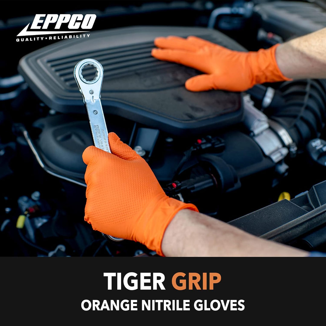 Kunzer Nitril-Einweghandschuhe Orange Tiger Grip Grösse M (Dispenser mit 100 Stück)