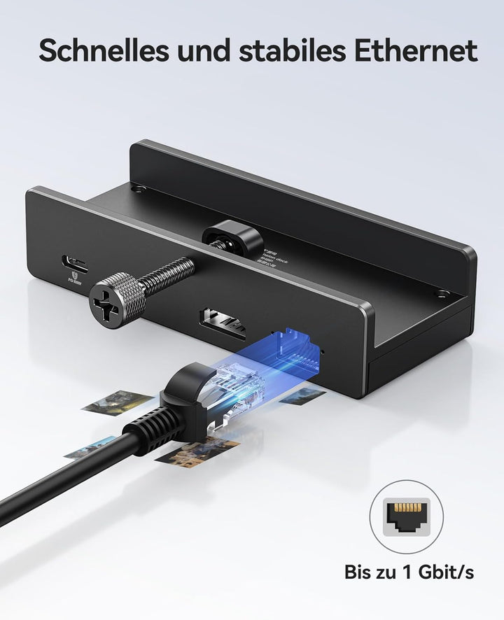 ORICO Clip Docking Station, 8-in-1 USB-C Hub Klemme mit 4K@60Hz HDMI, 100W PD, Gigabit-Ethernet, 4xU