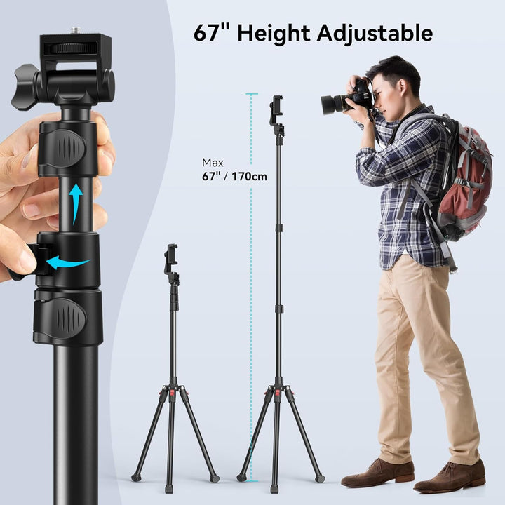 SMALLRIG Phone Tripod mit Fernbedienung, 67-Zoll-Stativ für Kamera, tragbar, umkehrbar, universelles