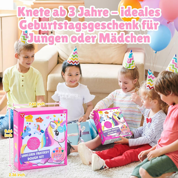 PLAY Knete Set für Kinder Eis und Einhorn Set - Anfänger Knete Zubehör knete ab 3 jahre, Kinderknete