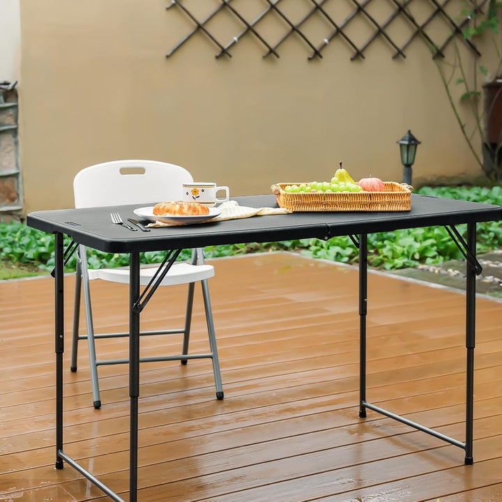 Klapptisch 120 cm tragbar, höhenverstellbar Campingtisch, Gartentisch Esstisch Partytisch klappbar f