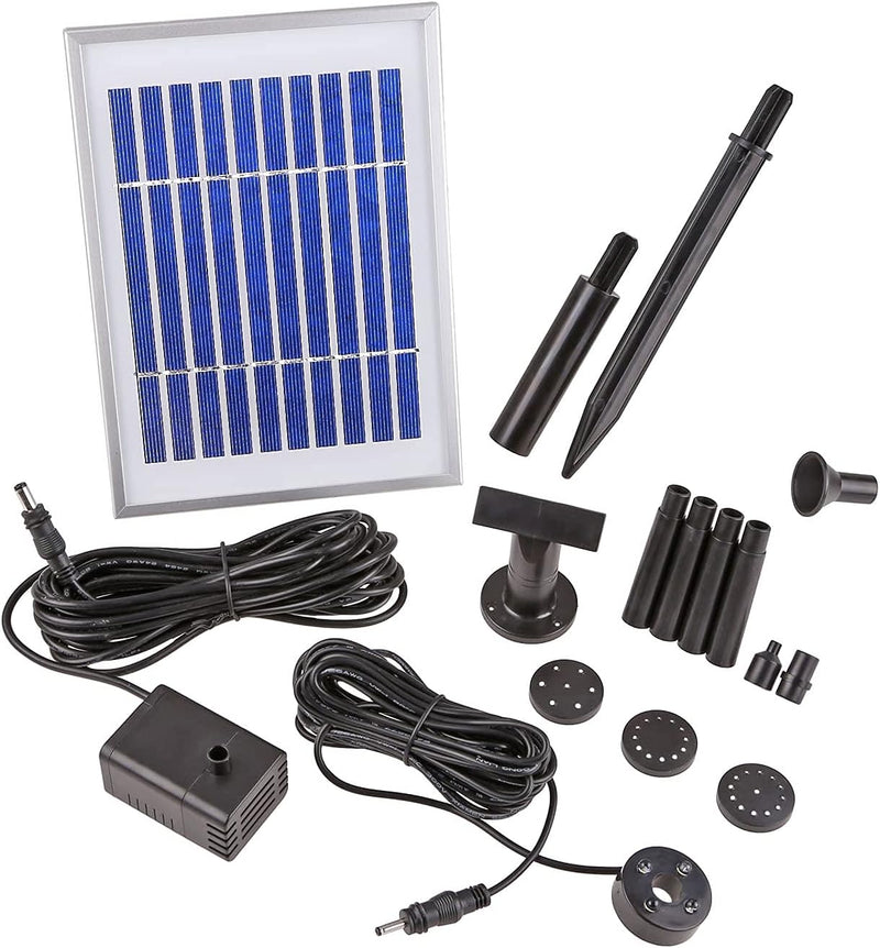 kleine Solarpumpe mit Akku LED Springbrunnen mini Pumpe für Miniteich Wasserspeier Frosch Solar Brun