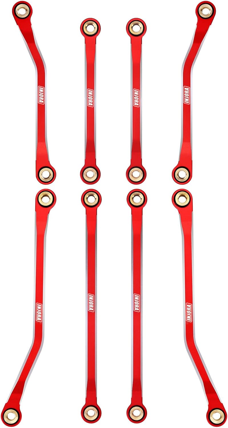 INJORA Hohe Clearance Links CNC Aluminium Link für 1/18 TRX4M Upgrade RC Crawler, Rot, Rot