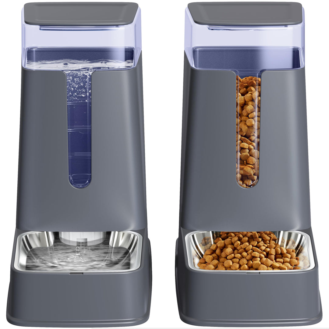 Automatischer Katzenfutterspender und Katzenwasserspender im Set, 2 Packungen, automatischer Hundefu