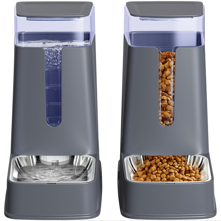Automatischer Katzenfutterspender und Katzenwasserspender im Set, 2 Packungen, automatischer Hundefu