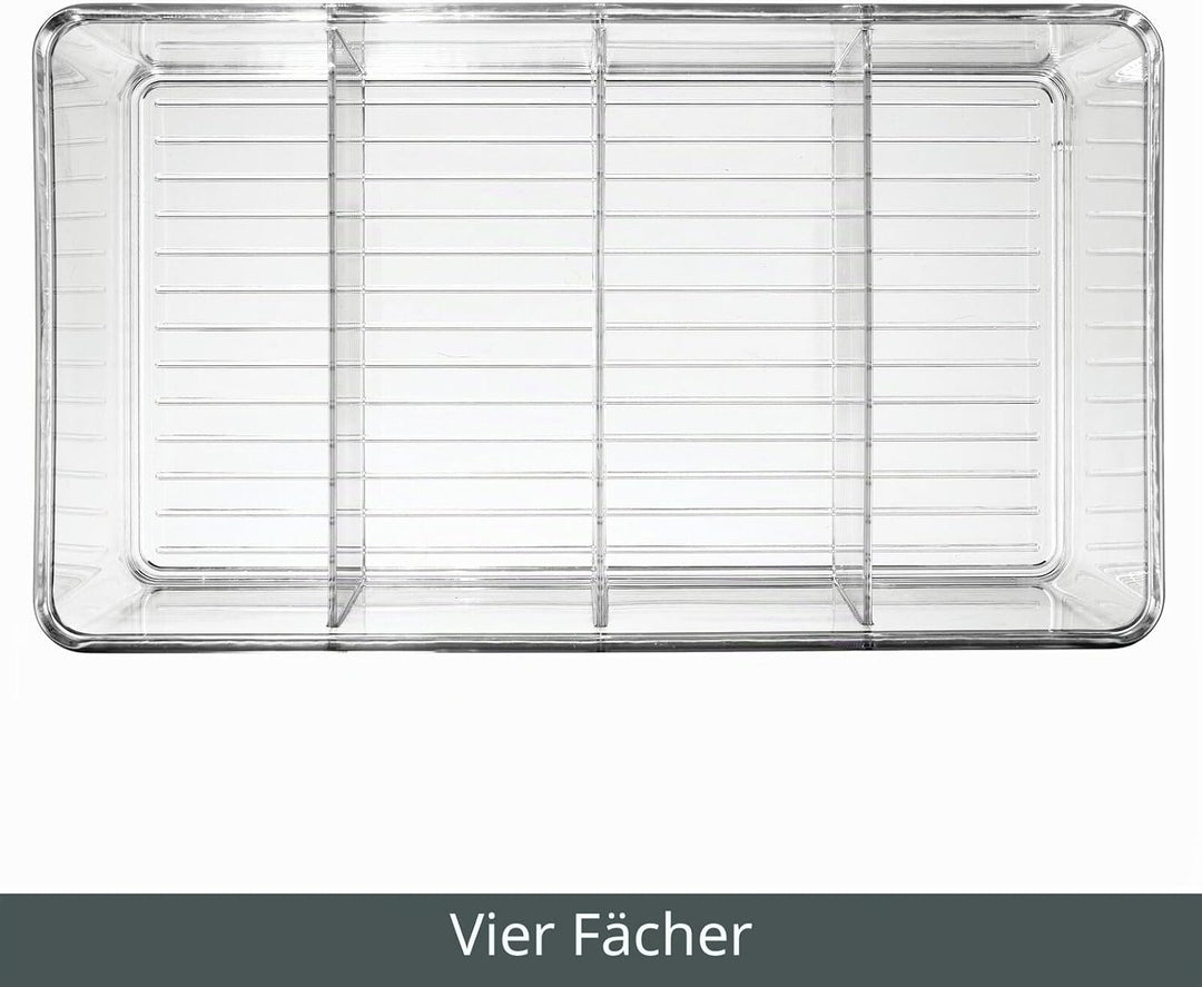mDesign 2er-Set Aufbewahrungsbox – stapelbarer Kasten mit 4 Fächern zur Lebensmittelaufbewahrung – m