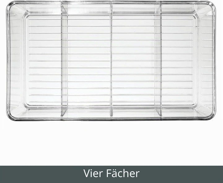 mDesign 2er-Set Aufbewahrungsbox – stapelbarer Kasten mit 4 Fächern zur Lebensmittelaufbewahrung – m