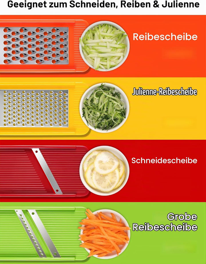 Geedel 4 in 1 Multifunktion Mandoline Gemüsehobel, Zwiebelschneider Gemüseschneider Manuell Käsereib
