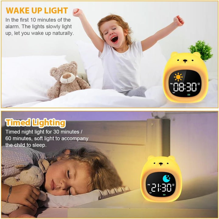 HOTUT Kinder Lichtwecker,Schlaftrainer Kinder mit Nachtlichtern,6 White Noise Kinderwecker,Digitaler