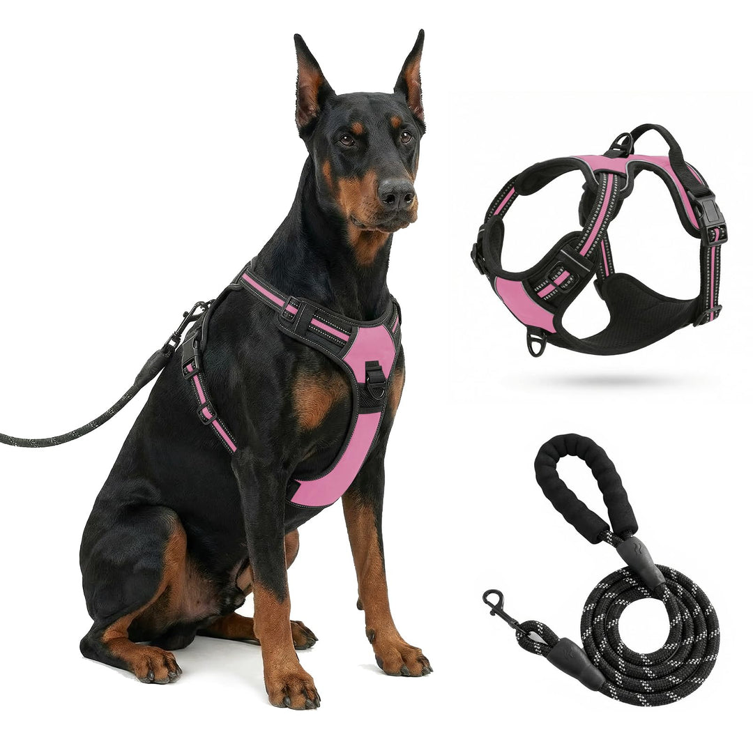 Hundegeschirr mit Griff, atmungsaktives Brustgeschirr mit Reflexstreifen, sicheres Zuggeschirr ohne