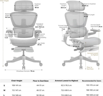 HINOMI H1ProV2 Bürostuhl Ergonomisch, Ergonomischer Bürostuhl mit 3D-Kopfstütze,Bürostuhl mit Fussst