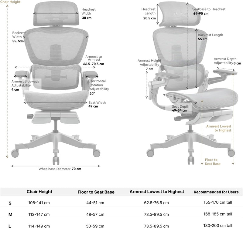 HINOMI H1ProV2 Bürostuhl Ergonomisch, Ergonomischer Bürostuhl mit 3D-Kopfstütze,Bürostuhl mit Fussst