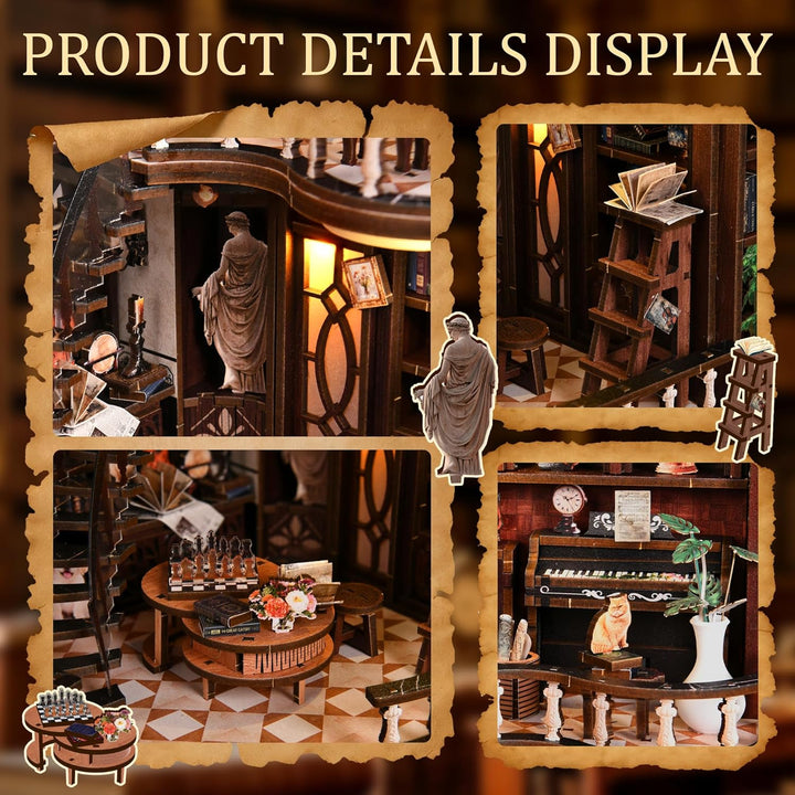 Book Nook Kit für Erwachsene - CRIOLPO DIY Miniatur Haus Holzpuzzle 3D Puppenhaus - Buchstütze für B