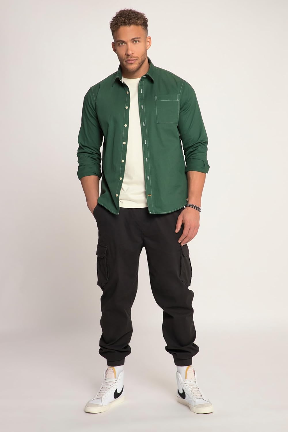STHUGE Hemd, Langarm, Modern Fit, Kentkragen, bis 8 XL 815329 5XL Mittelgrün, 5XL Mittelgr&#xFC;n