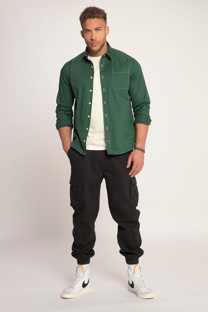 STHUGE Hemd, Langarm, Modern Fit, Kentkragen, bis 8 XL 815329 5XL Mittelgrün, 5XL Mittelgr&#xFC;n