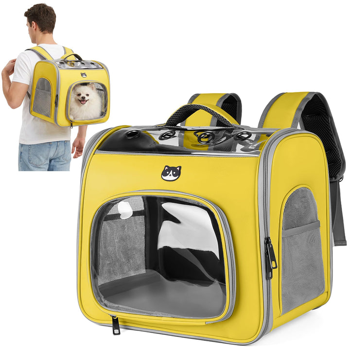 ALLSOPETS Katzenrucksack Faltbar Haustierrucksack mit Frontöffnung und Atmungsaktives Netzfenster Hu