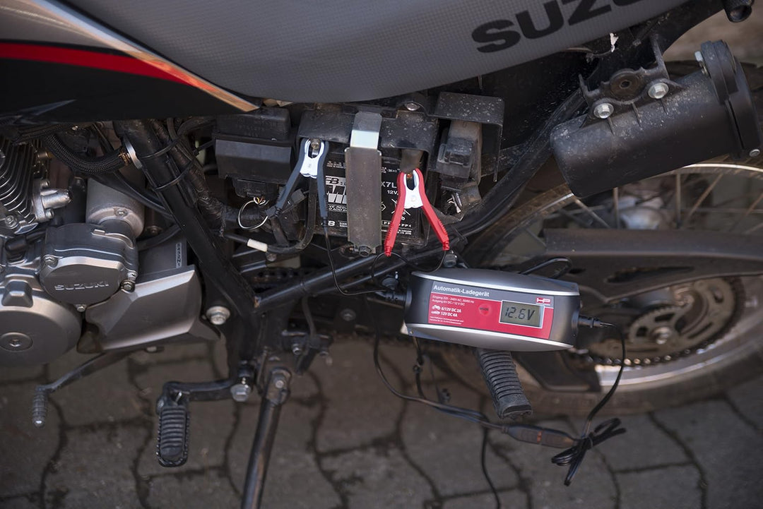 HP-Autozubehör 20513 Autom. Batterie Erhaltungsladegerät 6 + 12 Volt Black / Red, 6 + 12 Volt Black