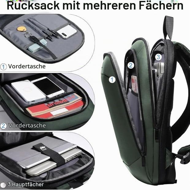 Laptop Rucksack Herren Business Rucksack leicht 15.6 Zoll wasserdichter erweiterbarer Reiserucksack