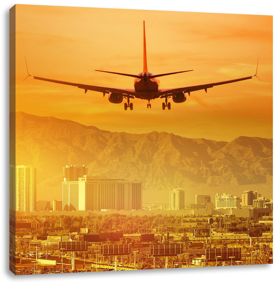Pixxprint Urlaubsreise nach Las Vegas / 70x70cm Leinwandbild bespannt auf Holzrahmen/Wandbild Kunstd