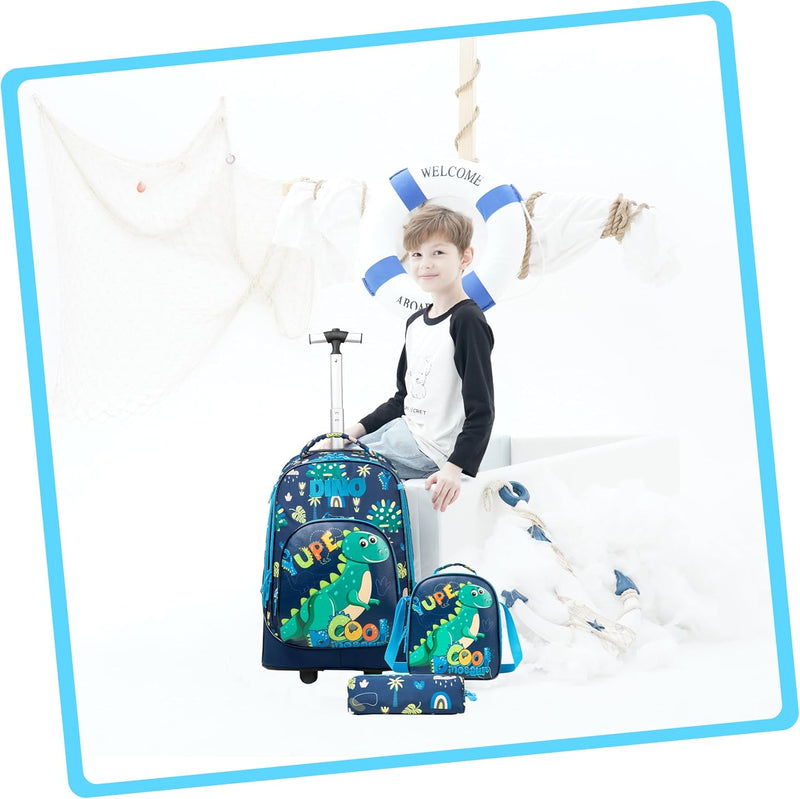 HTgroce Trolley Rucksack, Kinder Trolley Schultasche mit Rollen Trolley Schultrolly Schulrucksack mi