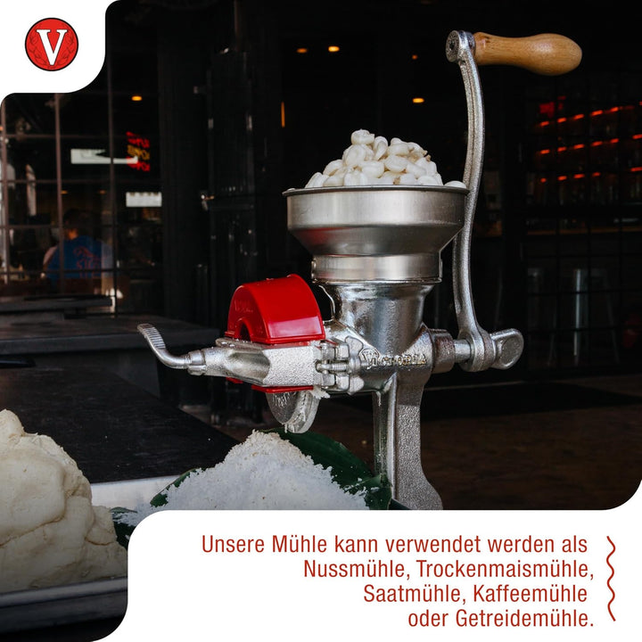 Victoria GRN-101 Manuelle niedrigem Trichter Getreidemühle, Gusseisen, Silber, rot Low, Low