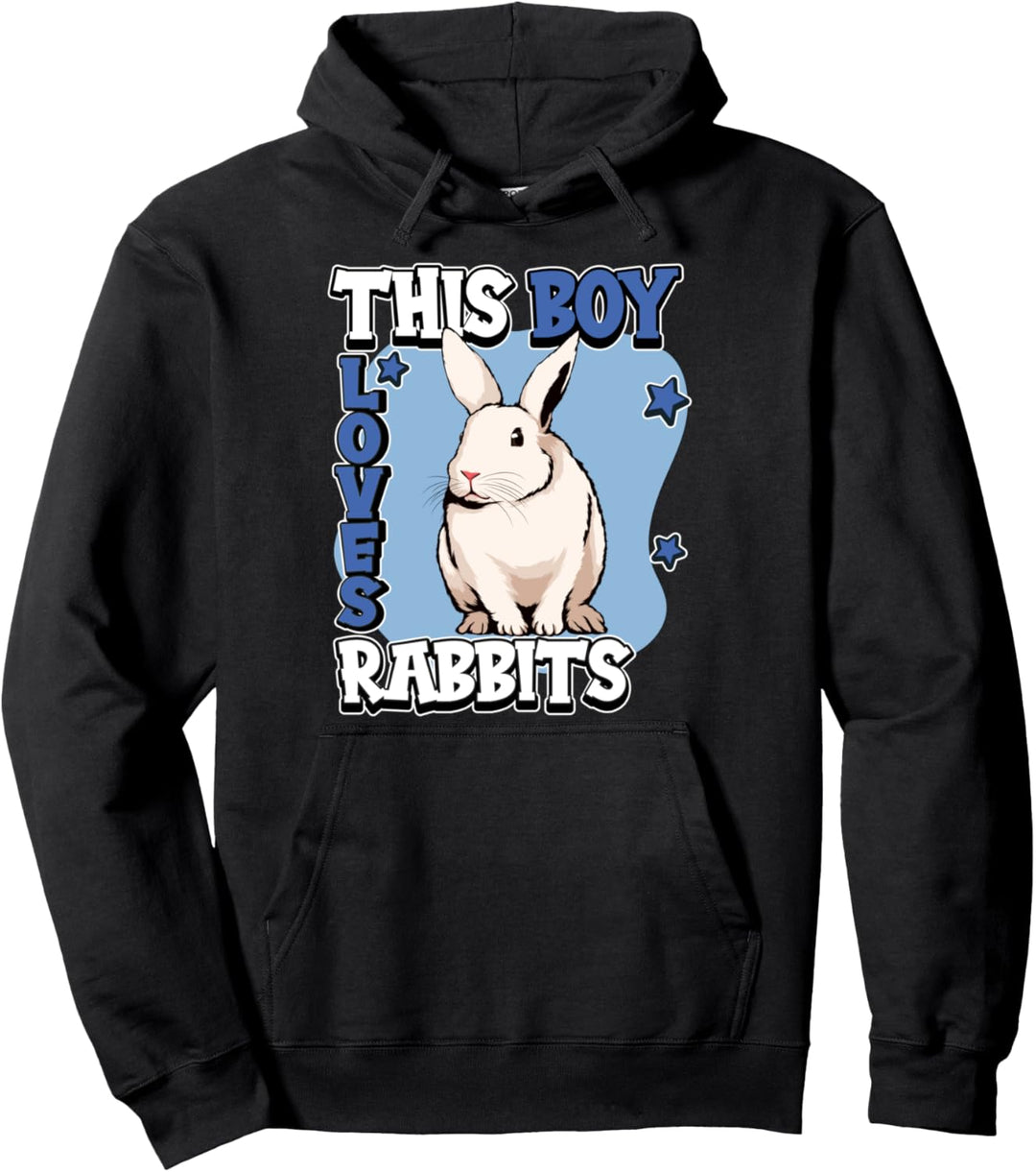 Jungen This Boy Loves Rabbits Kaninchen Pullover Hoodie