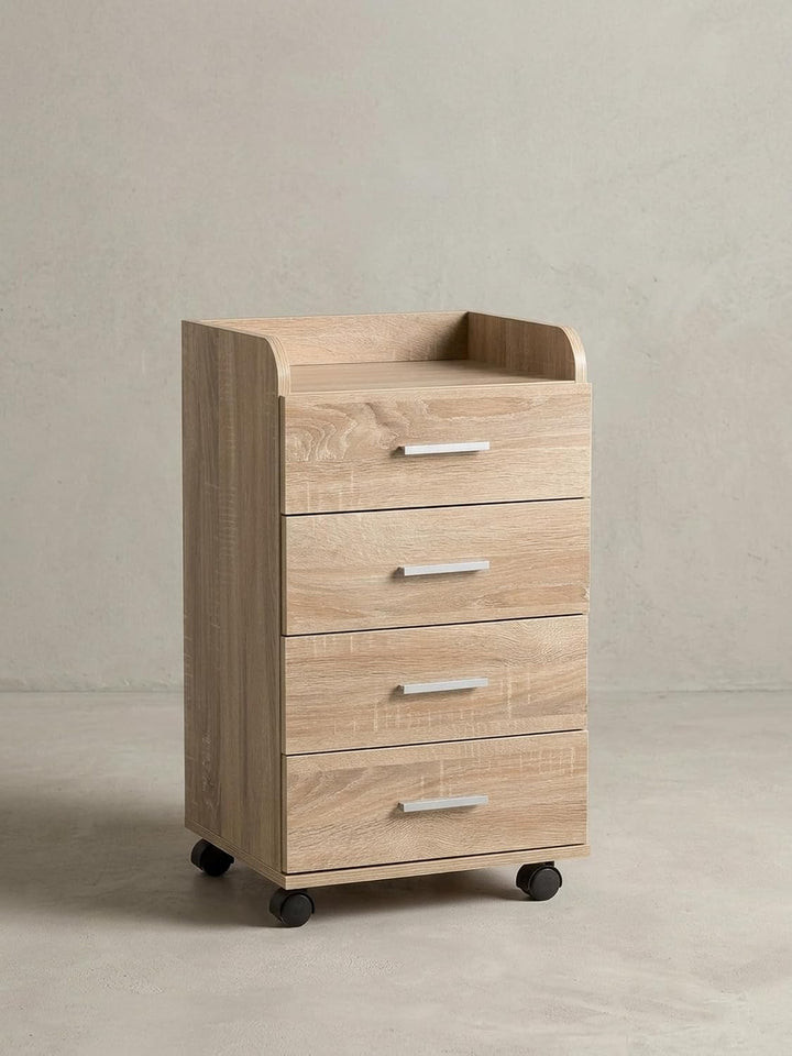 KADIMA DESIGN Rollcontainer WL5.749 40x70,5x33cm Sonoma | Schreibtisch-Container Rollschrank 4 Schub