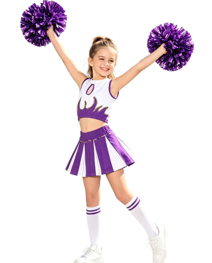 LOLANTA Mädchen Cheerleader Kostüm Schulkind Cheer Kostüm Outfit Karneval Kostüm Violett 164-170, Vi