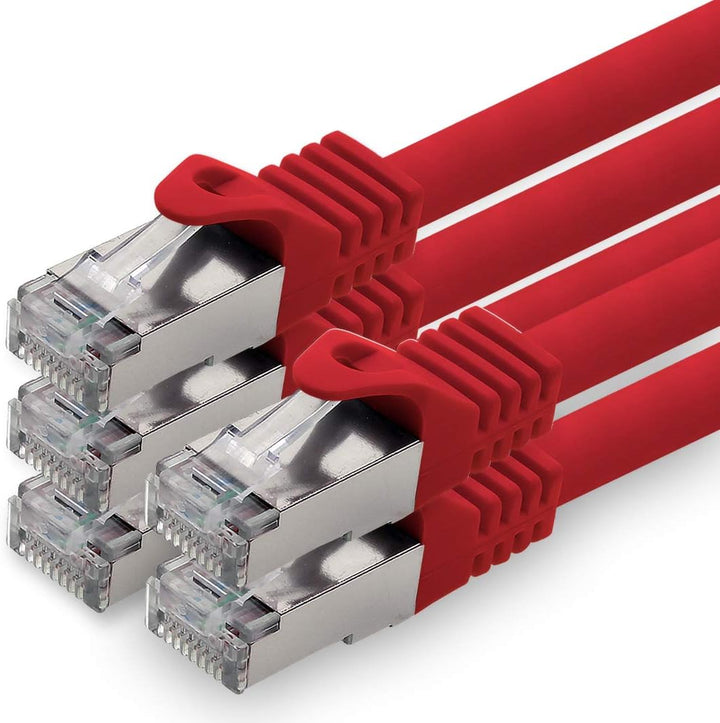 1aTTack.de 7,5m - rot - 5 Stück CAT.7 Netzwerkkabel Patchkabel SFTP PIMF LSZH Gigabit Lan Kabel 10Gb