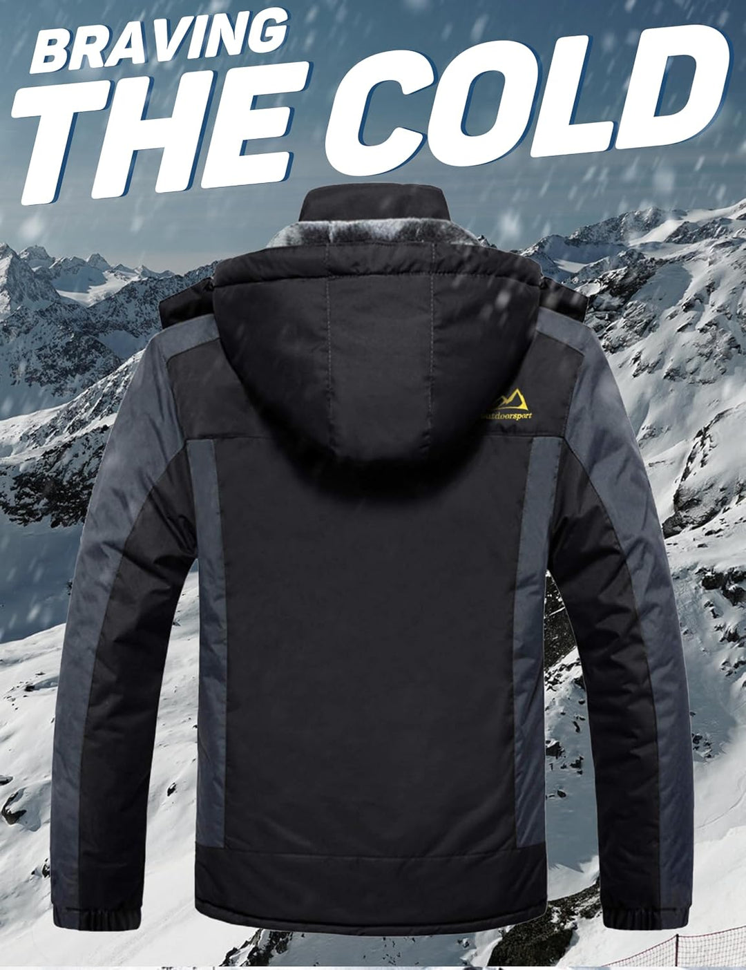 MAGCOMSEN Herren Winter Fleecejacke Warme Gefüttert Skijacke Outdoor Winddicht Wasserdicht Jacke Ver