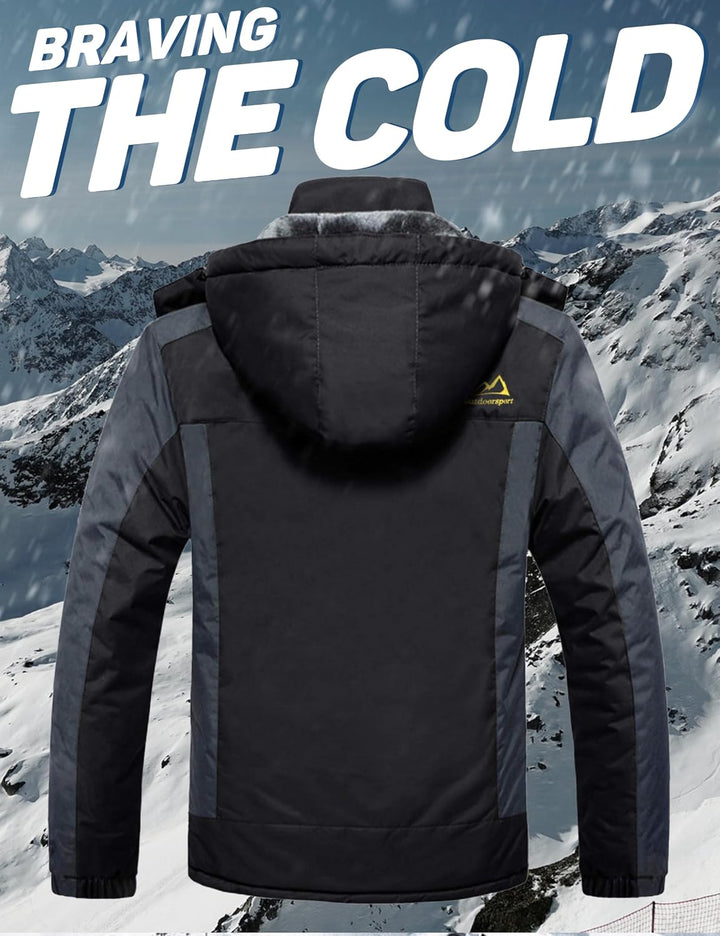 MAGCOMSEN Herren Winter Fleecejacke Warme Gefüttert Skijacke Outdoor Winddicht Wasserdicht Jacke Ver