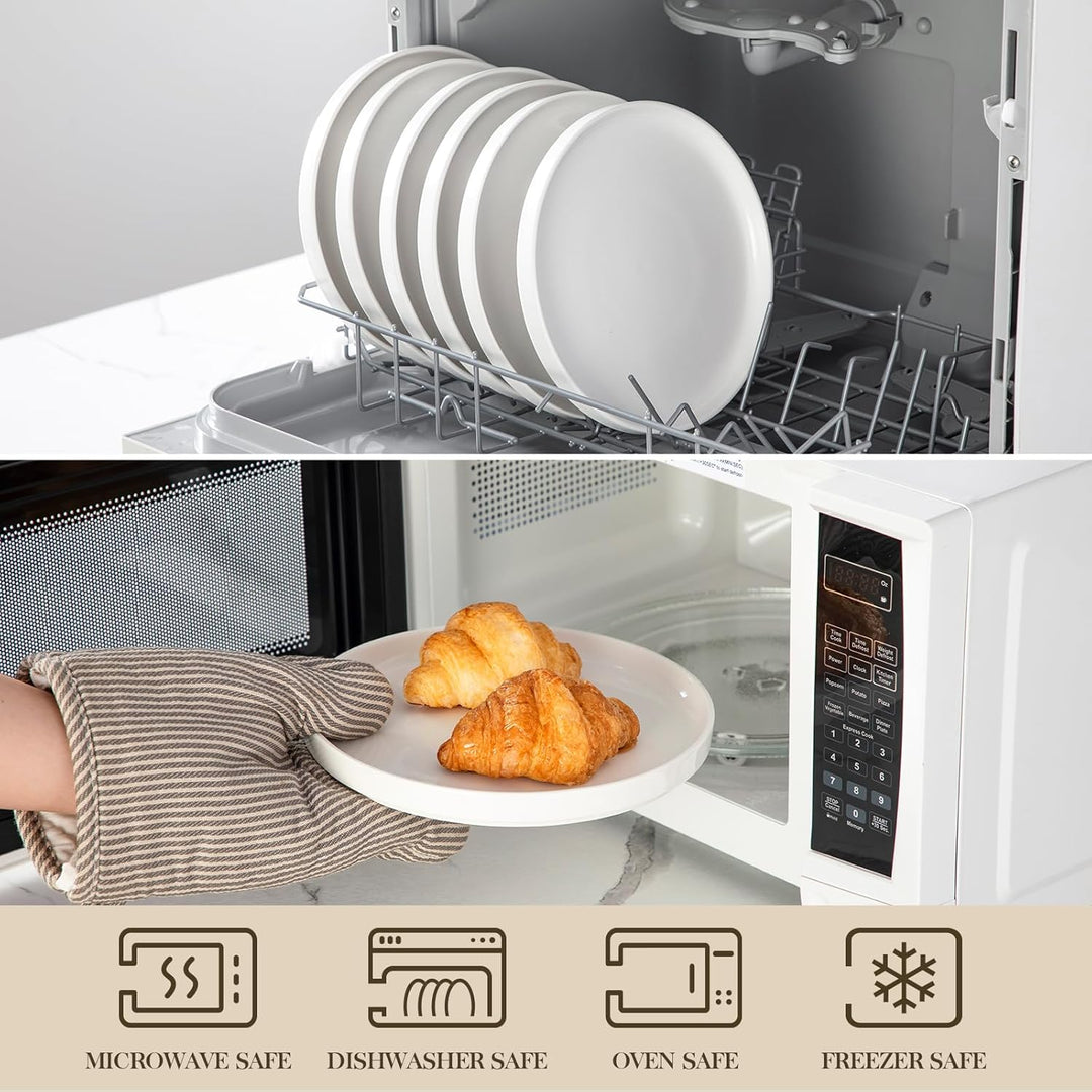 MALACASA Dessertteller 6 Personen, Ø 21 cm Kleine Teller Set aus Porzellan, Frühstücksteller mit Ste