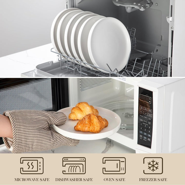 MALACASA Dessertteller 6 Personen, Ø 21 cm Kleine Teller Set aus Porzellan, Frühstücksteller mit Ste