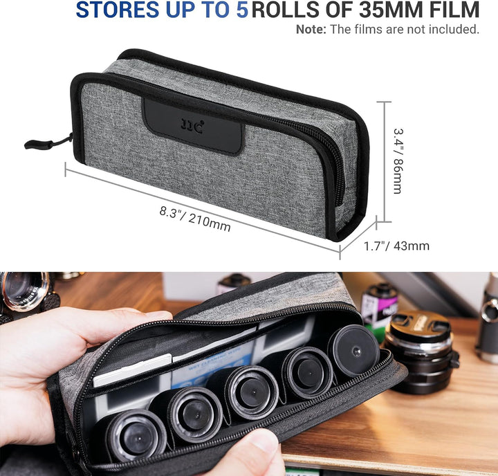 JJC Kamera-Negativfilmtasche zur Aufbewahrung von 5 Rollen 35-mm-135-Kamerafilm Film-Tragetasche mit