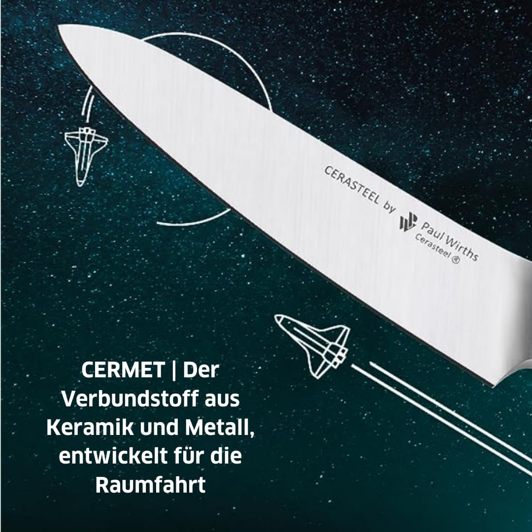 Paul Wirths CERASTEEL Allzweckmesser | Bruchfeste und extrem scharfe Klinge aus Keramik & Edelstahl