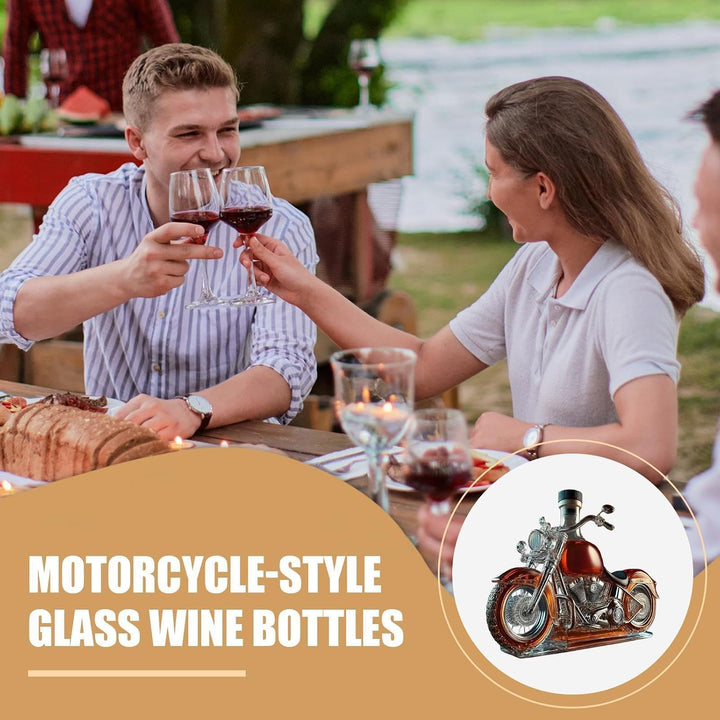 Weindekanter Glas Karaffe Mit Motorrad-Design Belüfter Whisky Flasche