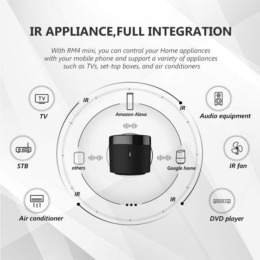Broadlink - RM4 Mini - Universelle IR-Audio-Video-Fernbedienung, Smart Home WLAN Remote-Hub, kompati