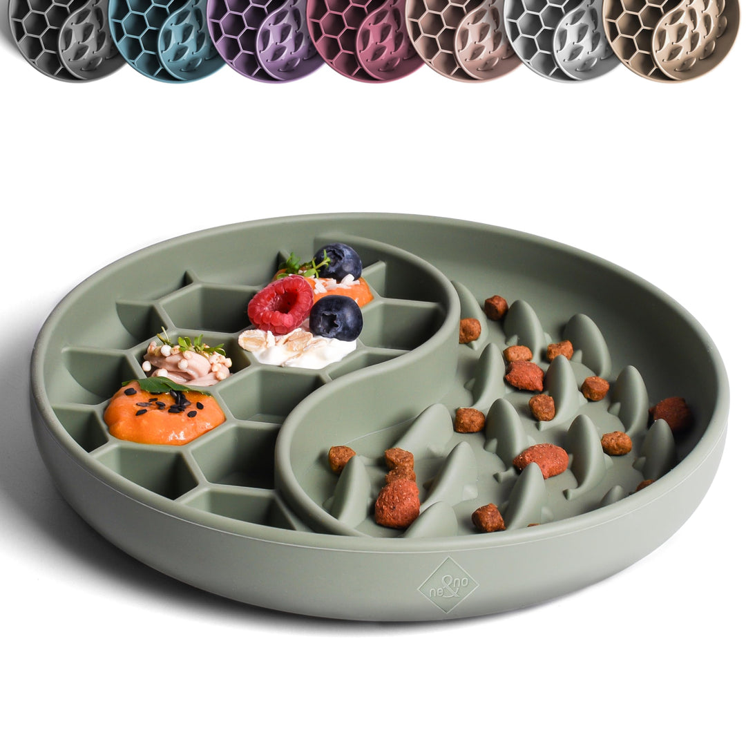 ne&no® Anti Schling Napf für Hunde und Katzen I Slow Feeder I Leckmatte Hund mit grossem Saugnapf I