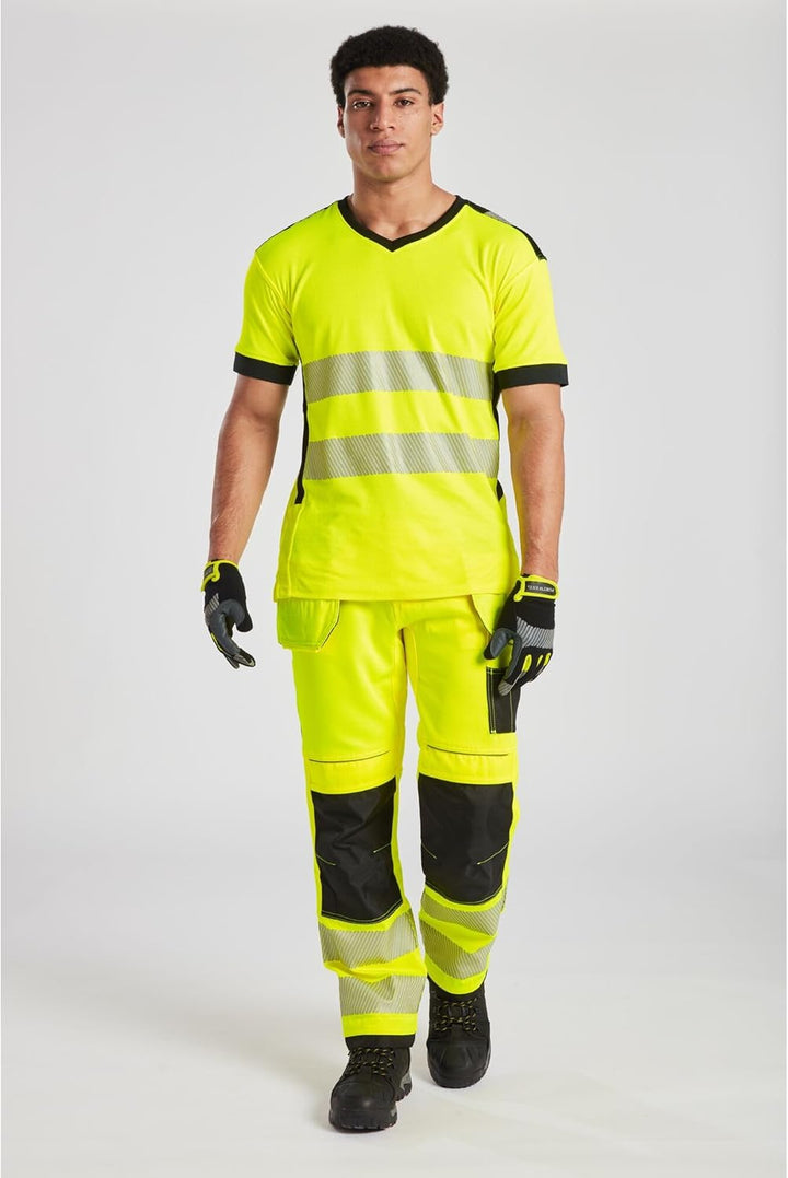 Portwest T501 Verstärkte PW3 Hi Vis Werkzeughalter Arbeitshose Gelb/Marine 41, Gelb/Marine 41