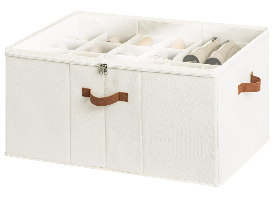 StorageWorks Schuhorganizer für Schrank, Stoff Schuhaufbewahrungsbox mit Deckel, extragrosse Schuhau