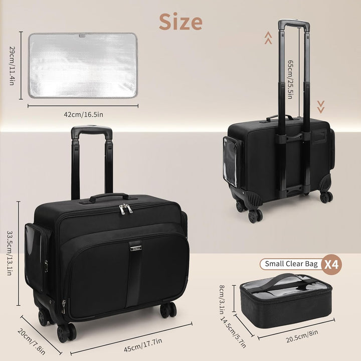 Grosse Kosmetikkoffer Trolley, Professionelle Beauty Case with 4 Klein Kosmetiktasche, Reise Schmink