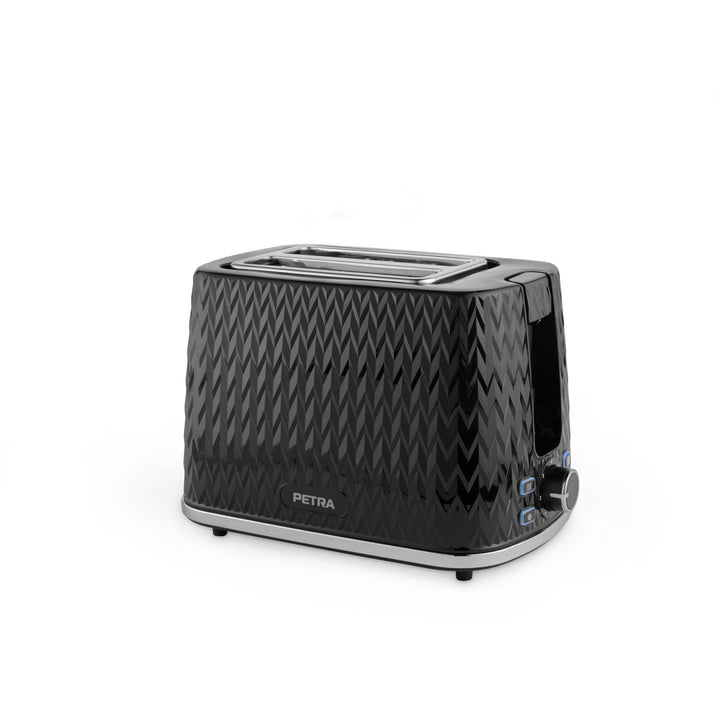 Petra PT3860BLKVDEEU10 2 Scheiben Toaster – mit Brötchenaufsatz, 7 Variabel Bräunungsstufen, Auftaue