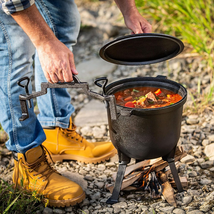 KADAX Jagdkessel, Gusseisen Kochtopf mit Füssen, Schmortopf aus Gusseisen, Dutch Oven für Garten, La
