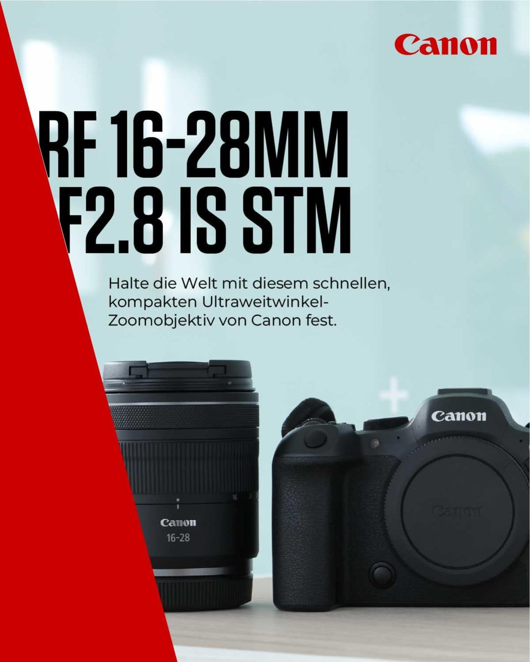 Canon Objektiv RF 16-28mm F2.8 is STM – Ultraweitwinkel-Zoomobjektiv mit 5,5-Stufen-Bildstabilisator