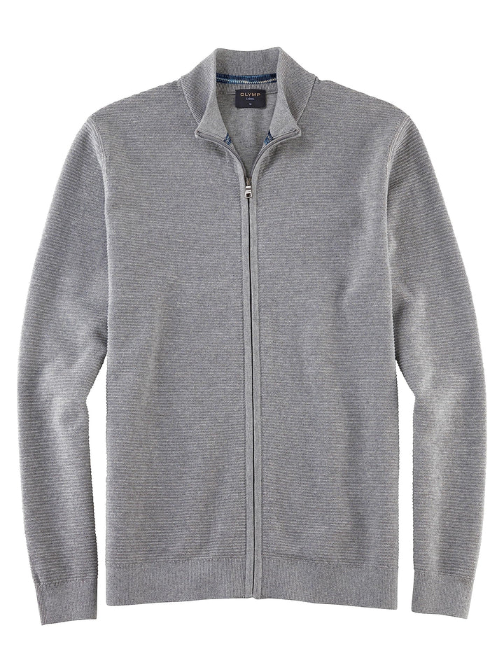 OLYMP Herren Strickjacke Casual.Strick,Struktur,Regular fit XXL Grau 62, XXL Grau 62